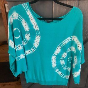 INC turquoise and white sweater size small